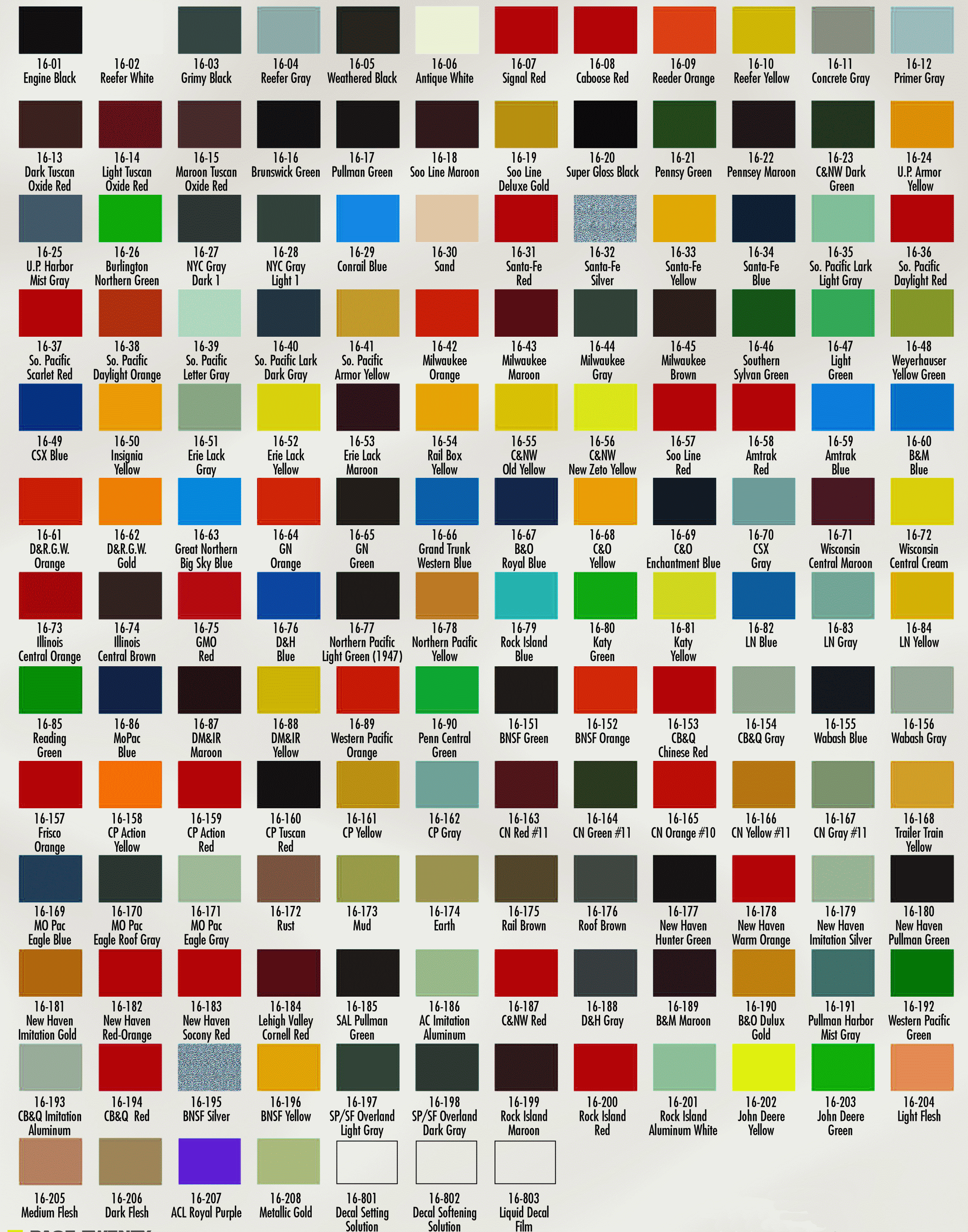 Floquil Railroad Color Chart